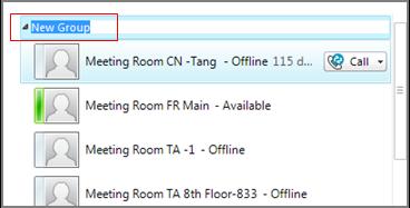Important: You can also choose to add all the meeting rooms of your organization as a group contact by searching for the Meeting Rooms group in your Contact List and adding it to the list, as