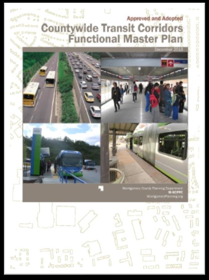 BRT in Montgomery County Countywide Transit Corridors Functional Master Plan, 2013 102-mile BRT Network, 9 Corridors