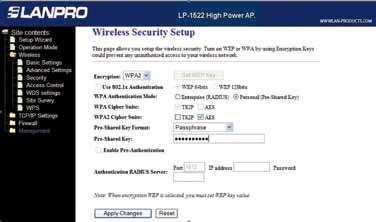 In: Encryption, please enter the type of encryption, we recommend WPA2(AES), first verify that all equipment being part of this network can support it.