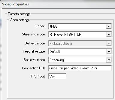 To define a channel as Stream 2: 1. From the Cameras and Storage Information tree, right-click on the second camera and select Properties. 2. In the General tab, click the Camera Settings button. 3.