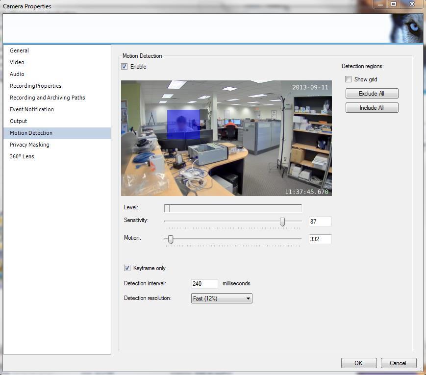 You can also configure motion detection as part of the camera settings.