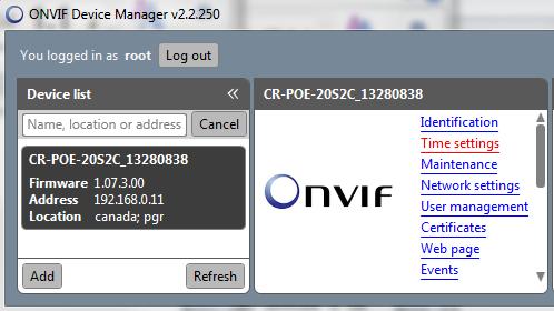 6. The application scans for devices. The Cricket appears as an ONVIF Conformant Device with its IP address. 7. Note the IP address and click Cancel to close the wizard.