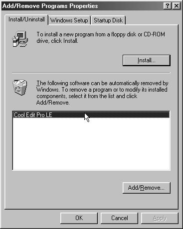 Appendices Deleting (uninstalling) the included software The various software programs of the included CD-ROM support the Windows Add/Remove Programs Properties function.