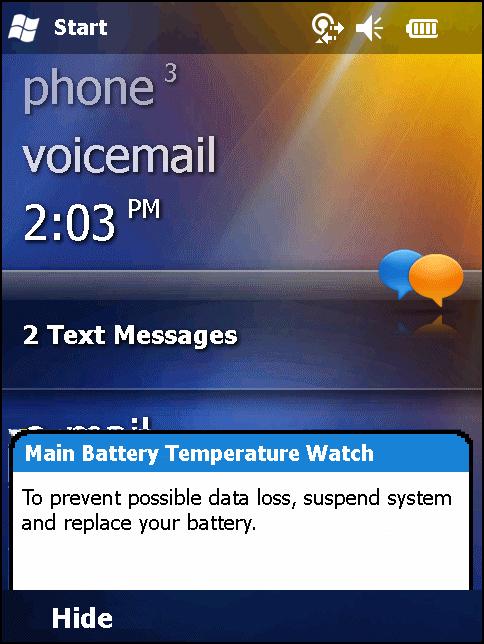 Operation 2-17 Level 1: Temperature Watch; this level is similar to main battery low warning. It indicates that the battery temperature has reached the first threshold level.