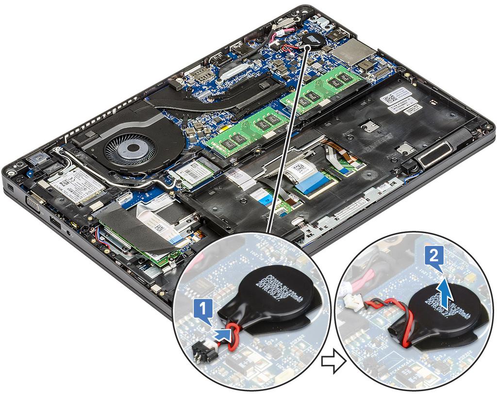 3 Connect the hard drive cable to the connector on the system board. 4 Install the : a b battery base cover 5 Follow the procedures in After working inside your system.