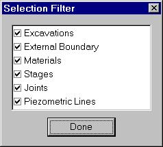 Selection Filter The Selection Filter allows the user to choose which boundary types can be selected for editing.