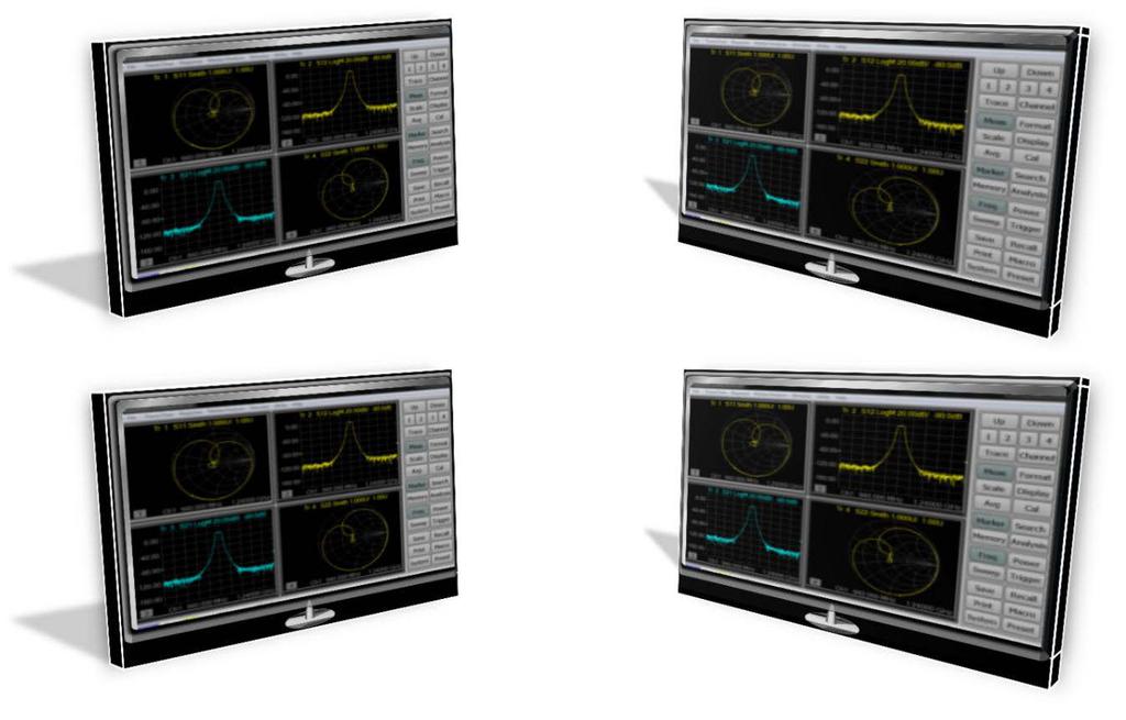 8 Keysight Multi-Operator with M937xA PXIe Vector Network Analyzers Demo Guide Demonstrating Multi-Display / Multi-User 1. Launch four 4-ports instances of the PXI VNAs as multi-site configuration.