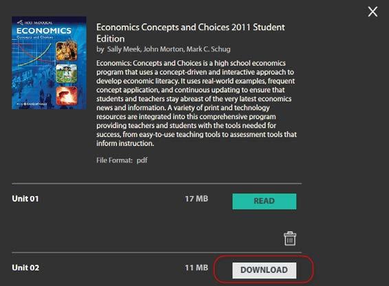 to download Units/Chapters of your etext Double click the title of the textbook on