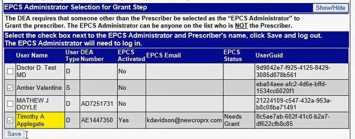 You CANNOT complete the Grant and Finalize steps if you have NOT approved with Exostar. Once approved, you can complete the EPCS registration process with both Exostar and NewCrop.