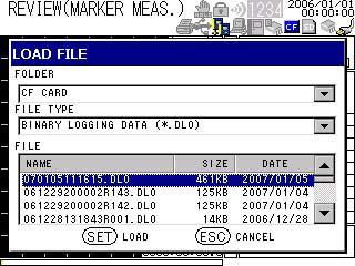 13. Analyzing the Saved Data 5. Keys SELECT Display Select CF CARD. 6.