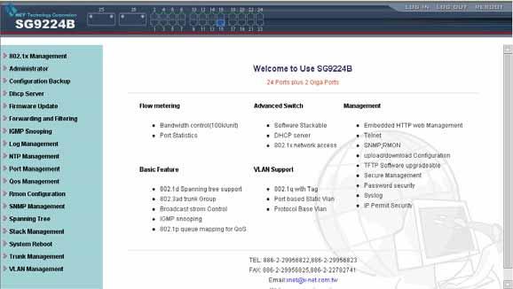 8 2-2. Web Management Home Overview 2-2-1. This is a Web Browser Page. 2-2-2. The system has three frames to combine 1.