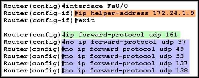 DHCP Relay Default Forwarded UDP Services Add SNMP If you wish to stop the forwarding of