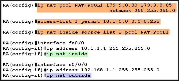 Configuring Dynamic NAT Summary: All inside hosts are eligible for NAT. CCNA4-69 Chapter 7-1 Configuring NAT Overload (PAT) There are two possible ways to configure overloading.