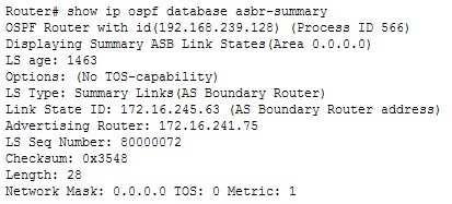 Correct Answer: B /Reference: The command show ip ospf database asbr-summary will display information about Type 4 LSAs.