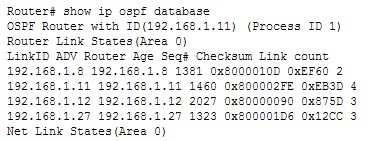 For example, to view only Type 5 LSAs in the database, you would execute the show ip ospf database external command.
