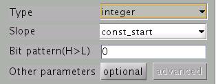 integer Find onset points using bit pattern. *Basic parameter 110001 Bit Pattern(H->L) : e.g. 110001 Slope: const_start : Find points that the given bit pattern appears.