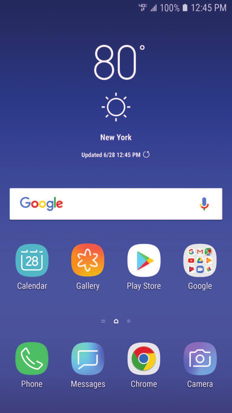 Home screen Status bar Home screen indicator App shortcuts Devices