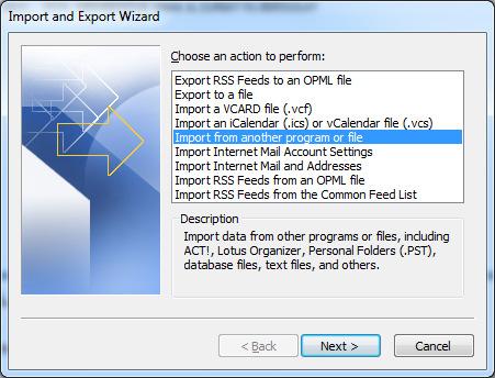 16. Select Import from another program or