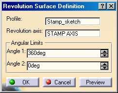 Do it Yourself (2/10) 2. Create the Stamp Define in work object the Stamp Geometrical set. Show the Geometrical Set Stamp Balance. Create a Revolve surface from the sketch and stamp axis. a. Click the Revolve icon b.
