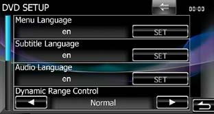 DVD SETUP screen appears. 5 Set each item as follows. Menu/Subtitle/Audio Language* See Language setup (P.29). Dynamic Range Control* Sets the dynamic range. Wide: The dynamic range is wide.