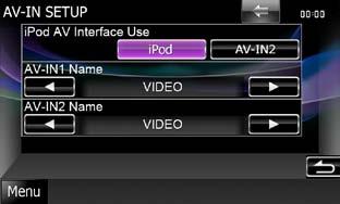 AV-IN1 Name/AV-IN2 Name* 2 Sets a name to be displayed when you select a system that is connected via the AV INPUT port. Default is VIDEO.