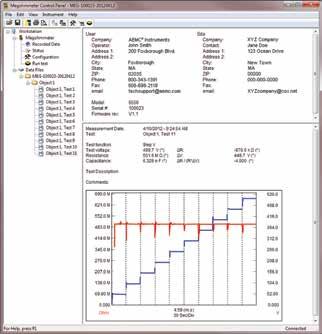 DATAVIEW Software for Megohmmeters Displays All stored test results presented on screen. Standard and customized reports generated from DataView software.