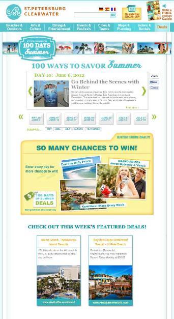 CONSUMER ONLINE VisitStPeteClearwater.com Landing Page Summer Campaign Featured Partners Program Time Period Estimated Impressions VSPC.