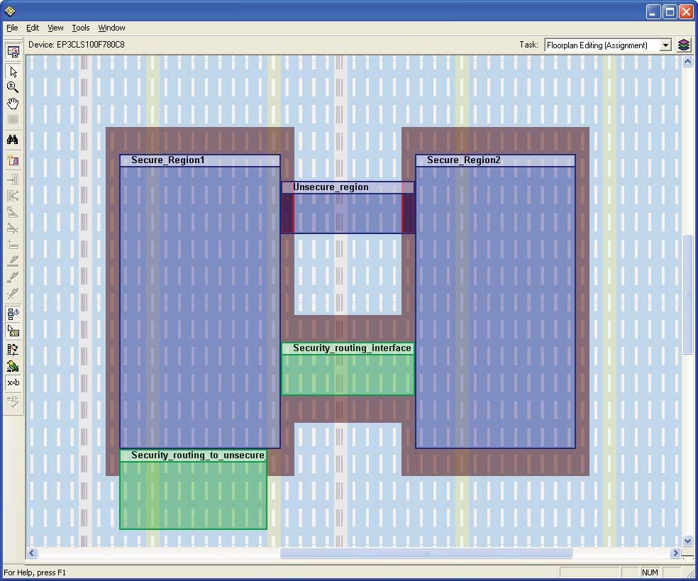 Creating a Design Floorplan with Secured Regions Page 11 Figure 5. LogicLock Regions Using Security Attributes 1 2 3 4 5 Notes to Figure 5: (1) Floorplan Editing Task.