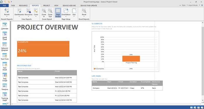 Figure 77. Project Overview report Work Overview The Work Overview reports gives work statistic for all top level tasks in order user to know the percentage of completion and what s left to be done.