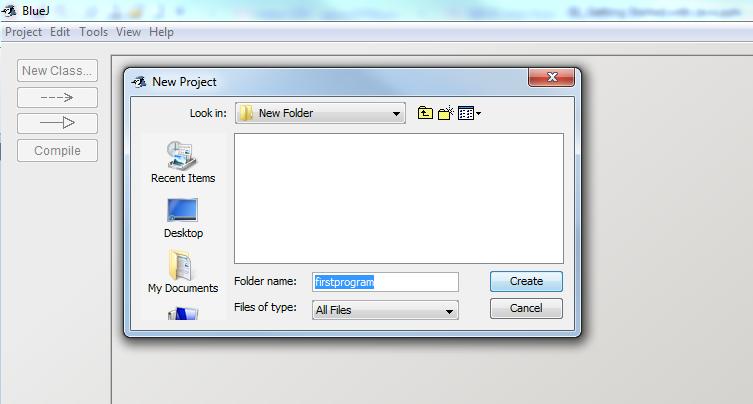 It is available for both Windows and Mac OS. Begin by downloading and running the installer files from www.bluej.org 2) Run the program. Being by selecting Project New Project.