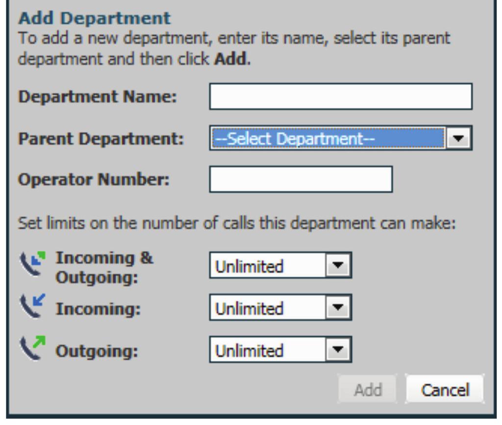 Departments can be assigned unique traits such as MLHG, Call Pickup Groups, and Short