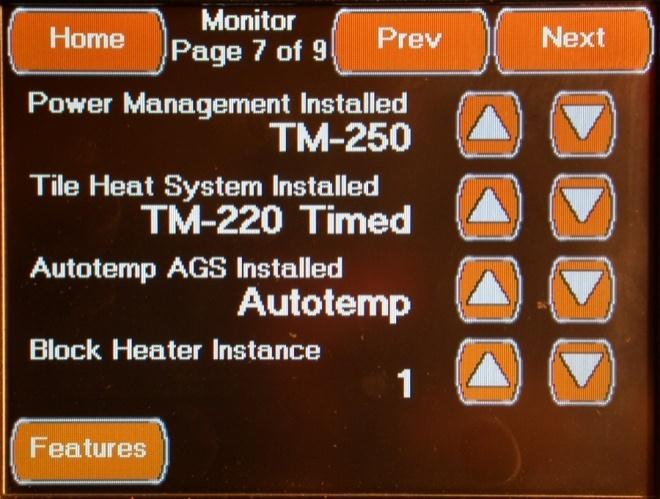 This Screen allows you to set the following Display Settings: Transfer Switch Type Set to Generic (Automatic if RV-C Communications Port Used) Inverter Model Set to Basic Magnum Floor Heat Mats Set
