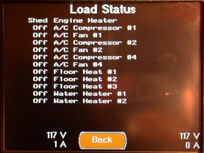 The Inverter can also be turned on and off from this screen, via the blank button to the right of the Inverter Status display.