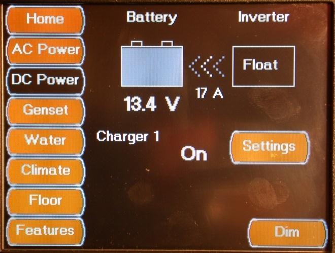 DC POWER SCREENS MAIN DC POWER SCREEN The Main DC Power Screen displays the Inverter / Charger status and allows access to the Magnum Setting Screens The Battery Icon has a vertical bar graph that