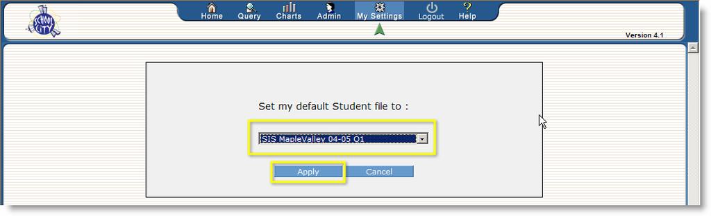 Select the SIS you would like to set as your default from the drop-down. Fig. 10: Selecting default SIS from drop-down of available options 6. Click Apply 7.