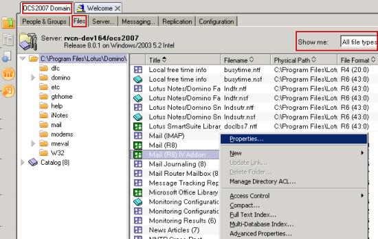 Installing the Avaya Equinox Add-in for IBM Lotus Notes Figure 3: Properties of the mail NTF