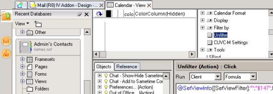 Select View > Go to > Views from the menu at the top of the screen to display all views in the Mail <version> IV Addon database. 13. Double-click ($Calendar). 14.