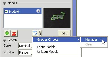 AdeptSight Pick-and-Place Tutorial - Calibrate the Gripper Offset for the Model Calibrate the Gripper Offset for the Model For each object model, you must carry out a gripper offset calibration to