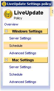18 Symantec Endpoint Protection 12.1.3 for Customer Interaction The Schedule pane appears on the right side of the window.