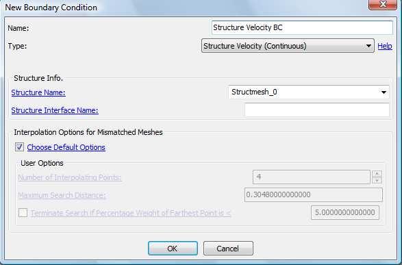 Figure 17: Edit structure velocity boundary condition window. Fill the Structure Name with Structmesh 0 or <Struct mesh name>.