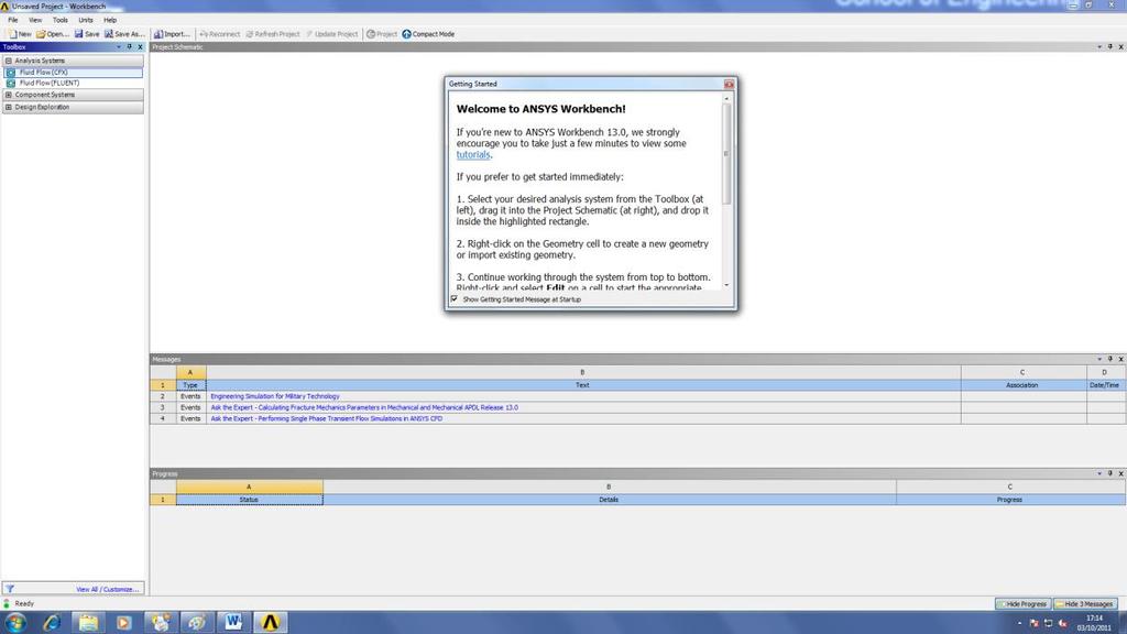 Step2: Once the program is launched it should look like as shown below. Go to Analysis Systems (CFX) and double click.