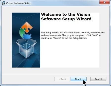 Screen, Select Step 2 - Install Vision Software.