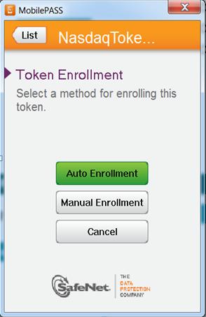the token, choose the Auto Enrollment option.