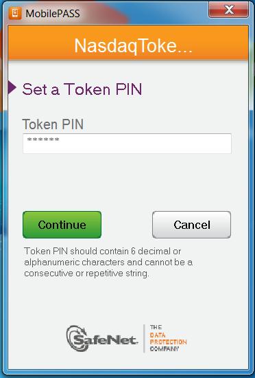 Set a new PIN code for your token, 6 digits. NOTE: This PIN-code will be used to generate a new Token Passcode for the 2FA login.