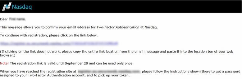 NOTE: If no email has arrived, check your SPAM filter Figure 6 - Email with link Create a new password for your 2FA account, then Proceed with