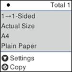 Press the OK button to view the print settings for the copies.