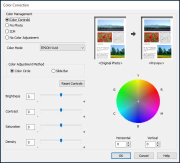 Custom Color Correction Options - Windows You can select any of the available options in the Color Correction window to customize the image colors for your print job.