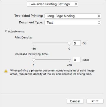 2. Select the type of document you are printing as the Document Type setting. The software automatically sets the Adjustments options for that document type. 3.