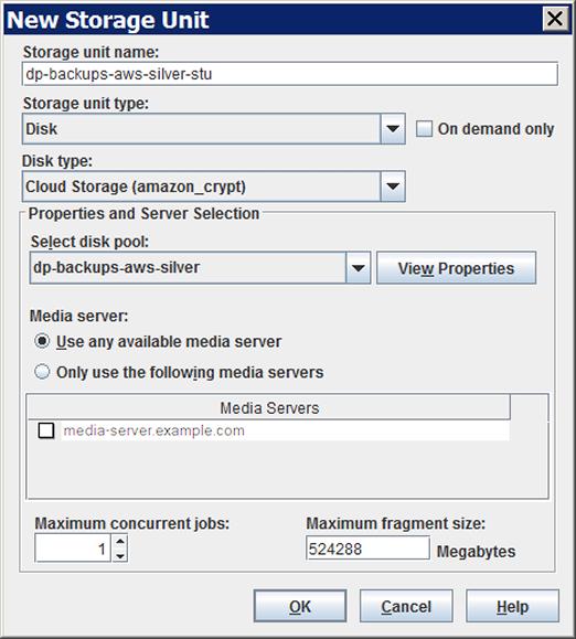 Configuring cloud storage in NetBackup Configuring a storage unit for cloud storage 142 To configure a storage unit from the Actions menu 1 In the NetBackup Administration Console, expand NetBackup
