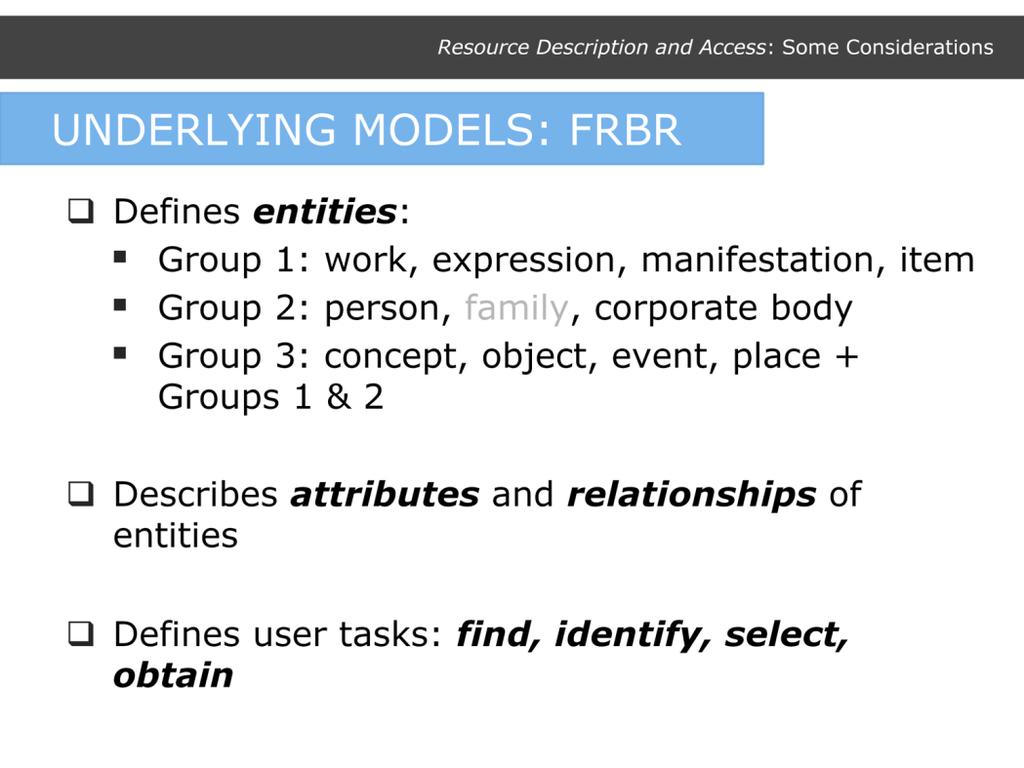 A conceptual/abstract model that re-thinks the bibliographic universe.